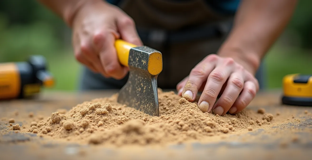 Préparation et nivellement d'un terrain avec du sable